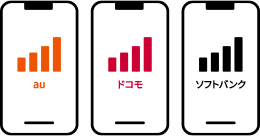 au・ドコモ・ソフトバンクに対応したマルチキャリア対応のスマートフォンのイラスト